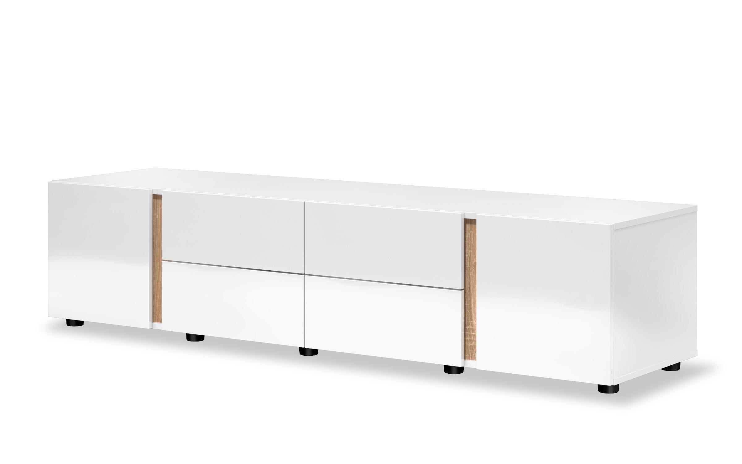 TV cabinet Omonia, white gloss + Sonoma oak  7